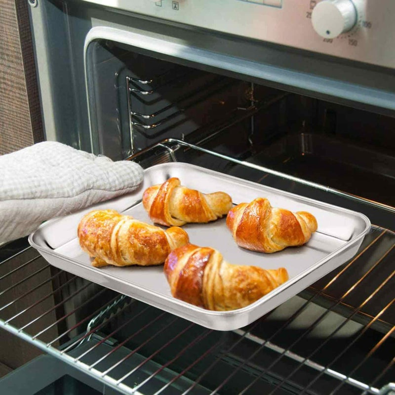 TeamFar Pure Stainless Steel Toaster Oven Pan Tray Ovenware, 7''x9.3''x1'', Heavy Duty & Healthy, Mirror Finish & Easy clean, Deep Edge, Dishwasher Safe (18/0 Steel) - Image 5